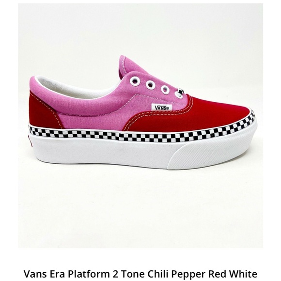 HOT Girls Vans Red and Pink Era Platform Sneakers size